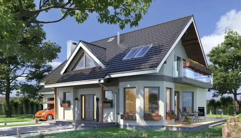 Nowoczesny dom z tarasem i balkonem. Zastanawiasz się, ile kosztuje adaptacja projektu?