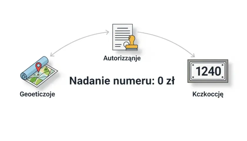 Geodezja, autoryzacja i nadanie numeru domu: 1240. Proces bezpłatny.