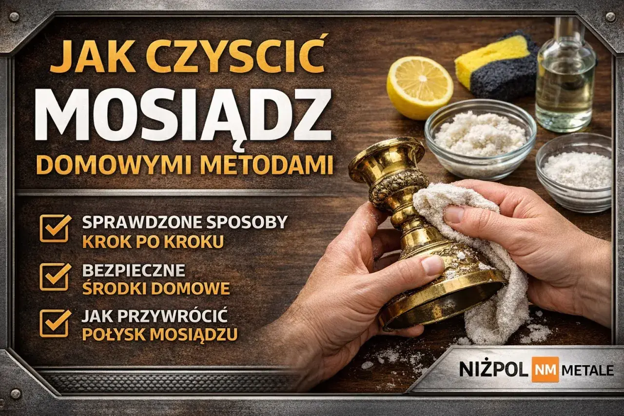 Jak wyczyścić mosiądz domowymi metodami? Zobacz sprawdzone sposoby na przywrócenie blasku. Na zdjęciu widać mosiężny świecznik, cytrynę, sól i gąbkę.