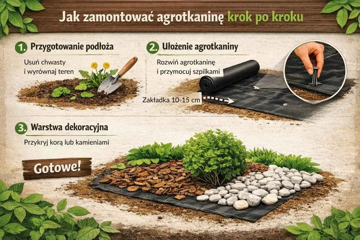 Jak kłaść agrowłókninę: przygotuj teren, rozwiń i przymocuj materiał, a na koniec dodaj warstwę dekoracyjną. Proste kroki do pięknego ogrodu.