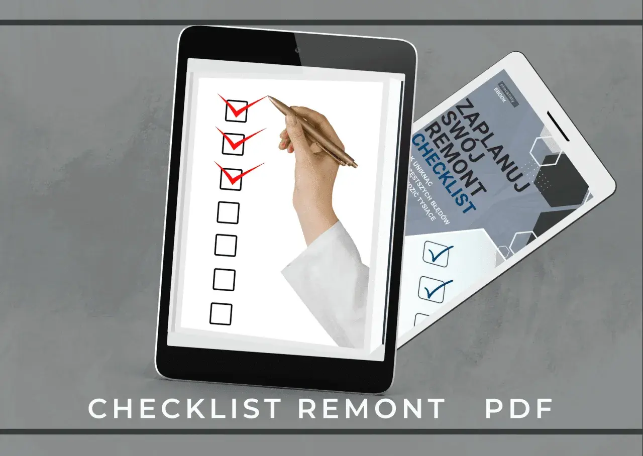Cyfrowy projekt wykonawczy: checklist do planowania remontu, z zaznaczonymi zadaniami. PDF.