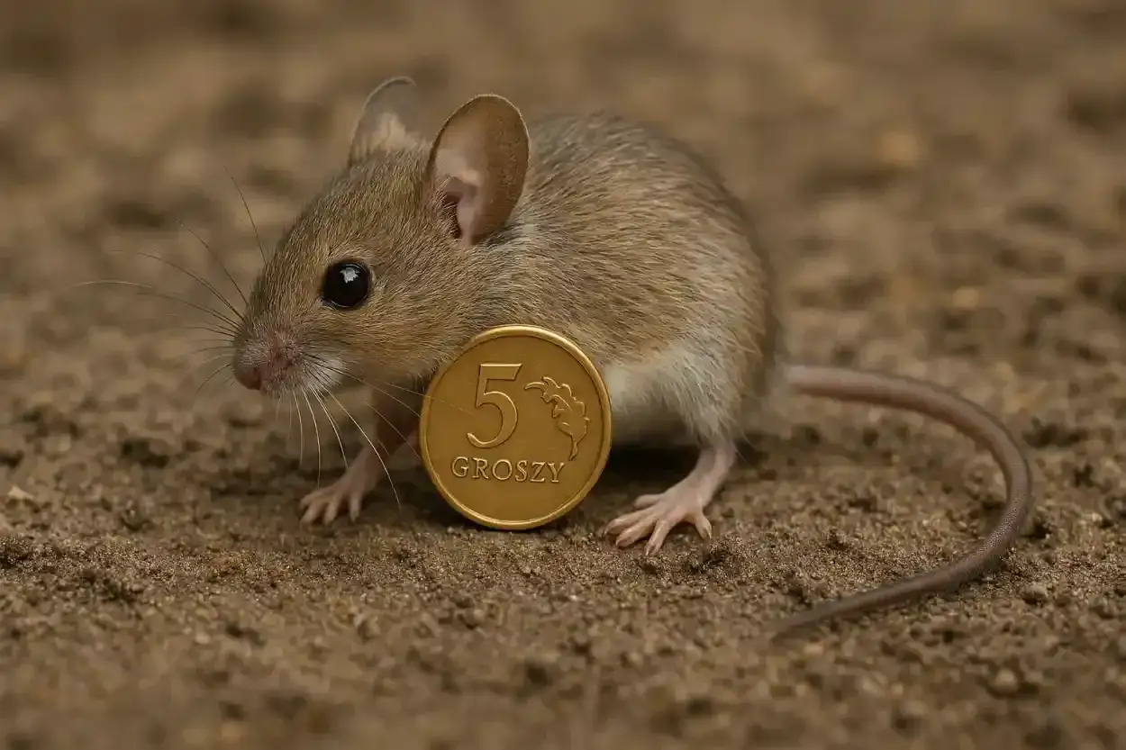 Mała myszka przy monecie 5 groszy. Czy to najskuteczniejszy sposób na myszy?